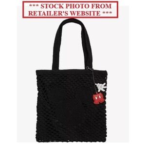 Disney Mickey Mouse Black Silhouette Crochet Tote Bag - BoxLunch - New with Tags